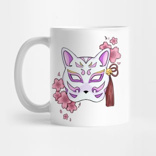 Cherry Blossom Fox Pink Mask - A Playful and Elegant Design Mug